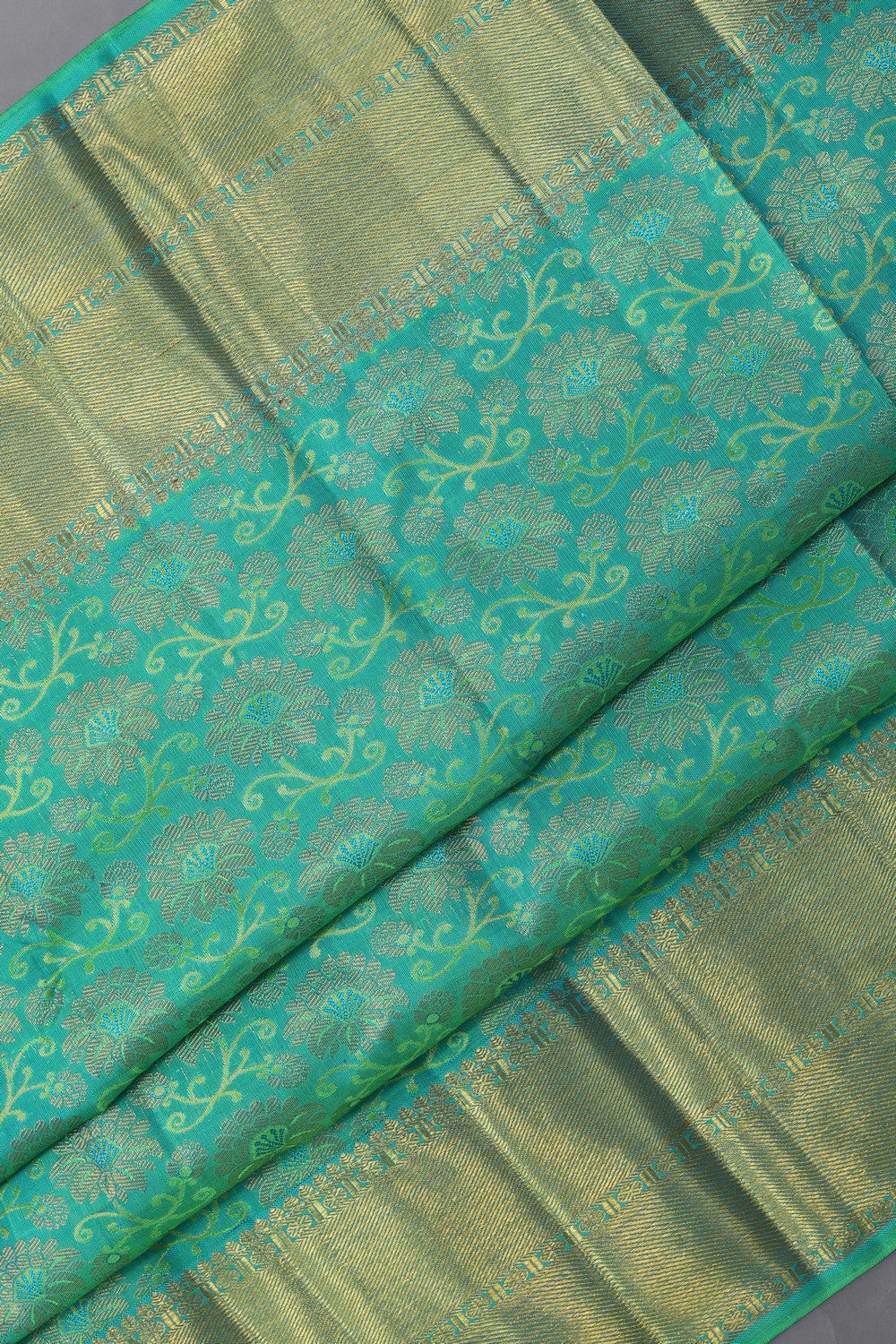 Image of Kanchipuram Brocade Sea Green Saree